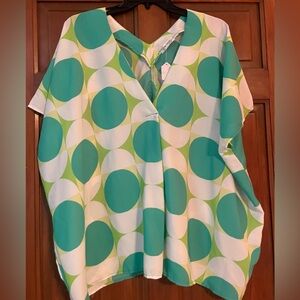 Stylish Oversized Small and Medium Green, Lime and White Women's Top